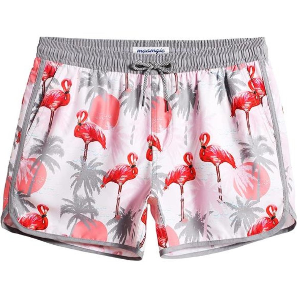 Mens Boys Short 80s 90s Vintage Swim Trunks Quick Dry Swim Suits Board Shorts